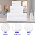Cotton Quick-Drying Solid and Marble 10 Piece Towel Set