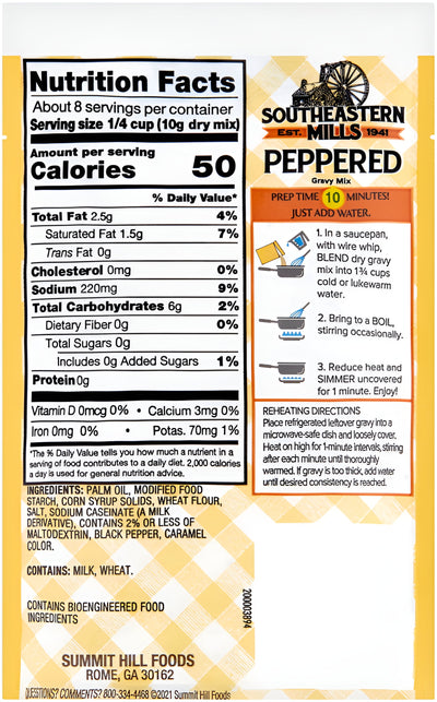 Southeastern Mills Peppered Gravy Mix, 2.75 Oz Pouch