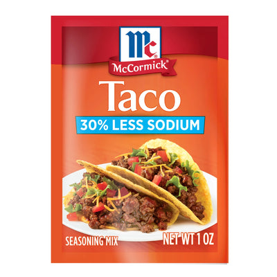 Mccormick 30% Less Sodium Taco Seasoning Mix, 1 Oz Envelope