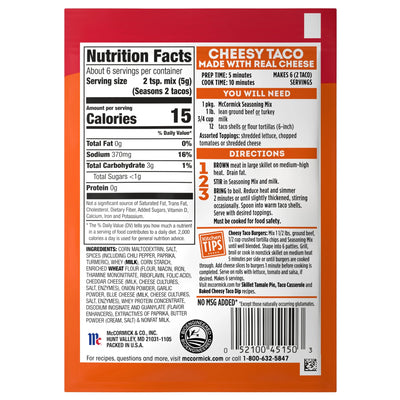 Mccormick Cheesy Taco Seasoning Mix, 1.12 Oz Envelope