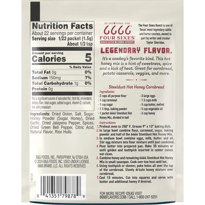 Four Sixes Steeldust Hot Honey Mix, Texas Style with a Hint of Jalapeno, 1.25 Oz Packet