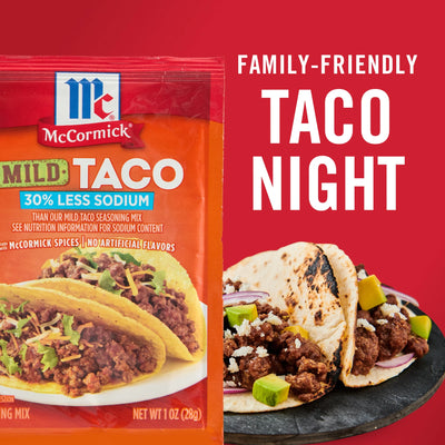 Mccormick 30% Less Sodium Mild Taco Seasoning Mix, 1 Oz Envelope