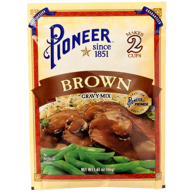 Pioneer Brown Gravy Mix, 1.61 Oz – Makes 2 Cups of Rich, Savory Gravy – Just Add Water for a Quick, Delicious Meal Addition