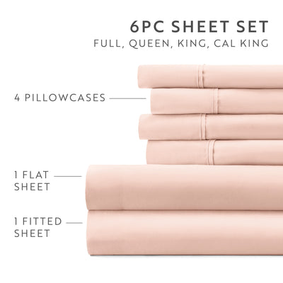 Double Brushed Deep Pocket 6 Piece Sheet Set