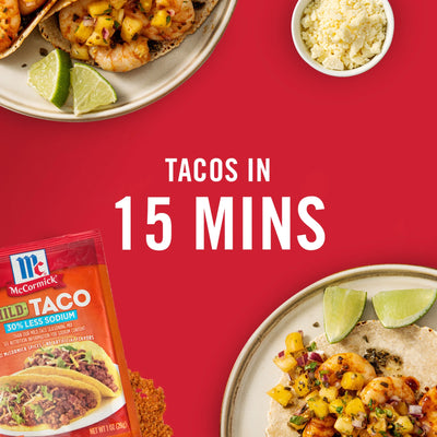 Mccormick 30% Less Sodium Mild Taco Seasoning Mix, 1 Oz Envelope