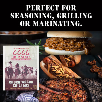 Four Sixes Chuck Wagon Chili Mix, Texas Style Seasoning Blend with a Hint of Heat, 1.25 Oz Packet