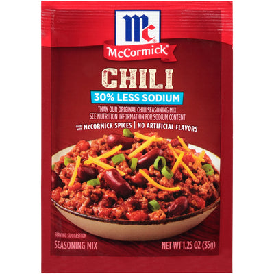 Mccormick Less Sodium Chili Seasoning Mix, 1.25 Oz Envelope